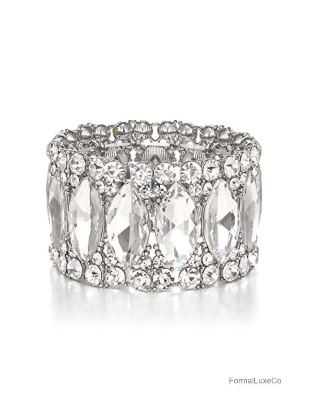Austrian Crystal Stretch Bangle Bracelet for Women, Wedding Bridal Prom Jewelry